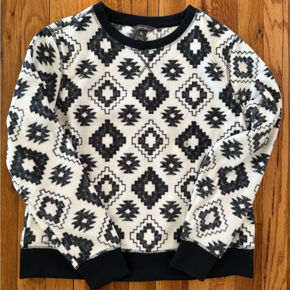 Eddie Bauer Black and White Aztec Patterned Sweater